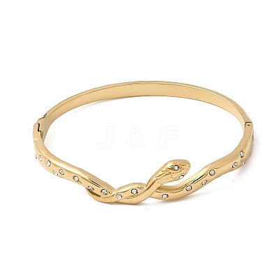 304 Stainless Steel Rhinestone Hinged Bangles for Women BJEW-B168-17G-1