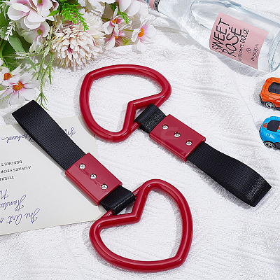 2Pcs ABS Plastic Heart Rear Bumper Warning Handle Ring HJEW-SP0001-49C-1