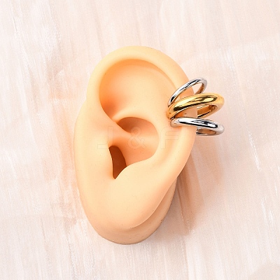 Triple C-Shaped 304 Stainless Steel Two Tone Cuff Earrings EJEW-A131-04A-GP-1