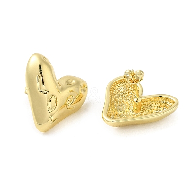 Rack Plating Brass Heart Stud Earrings EJEW-D073-08G-1
