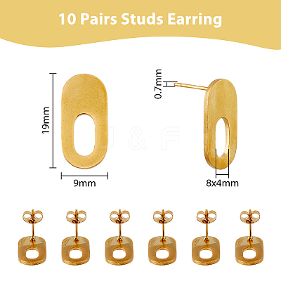 10Pairs 304 Stainless Steel Stud Earring Findings STAS-DC0013-64-1