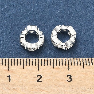 Brass Micro Pave Cubic Zirconia Rondelle European Beads KK-H532-33S-1