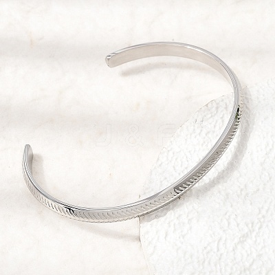 304 Stainless Steel Textured Open Cuff Bangles for Women SA-CBAC920-11P-1