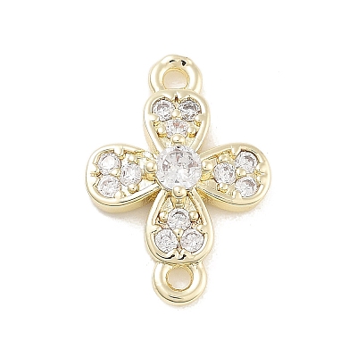 Brass Pave Clear Cubic Zirconia Flower Links Connector Charms LS-KK-Z061-02G-02-1