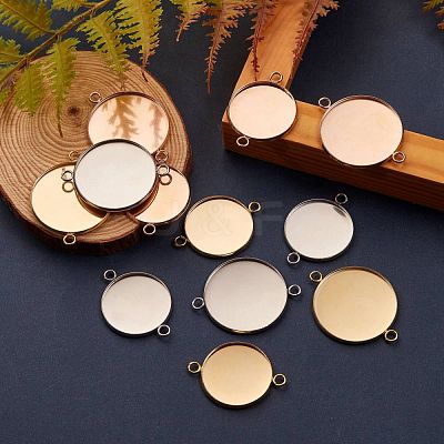 12Pcs 6 Style 304 Stainless Steel Cabochon Connector Settings STAS-SZ0001-42-1
