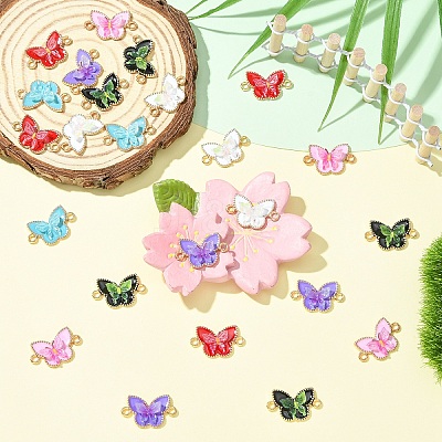 12Pcs 6 Colors Alloy Enamel Connector Charms ENAM-YW0008-53-1