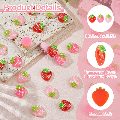 60Pcs 3 Colors Transparent Resin Cabochons RESI-HS0001-05-1