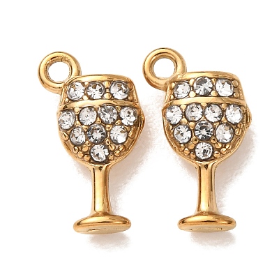 304 Stainless Steel Rhinestone Pendants STAS-L318-18G-05-1