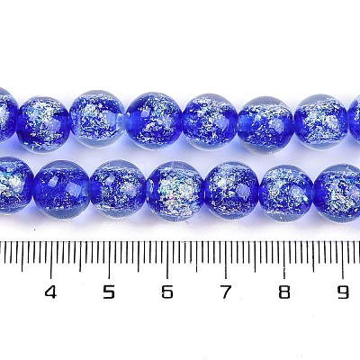 Handmade Gold Foil Lampwork Beads Strands LAMP-Q002-01E-1