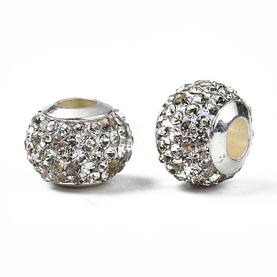 Handmade Polymer Clay Rhinestone European Beads RB-N053-001-12-1