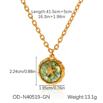 Ocean Natural Shell Resin Pendant 304 Stainless Steel Cable Chain Necklaces for Women WGEB2E9-01-1