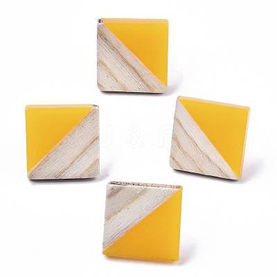 Opaque Resin & Wood Stud Earrings EJEW-N017-005A-B05-1