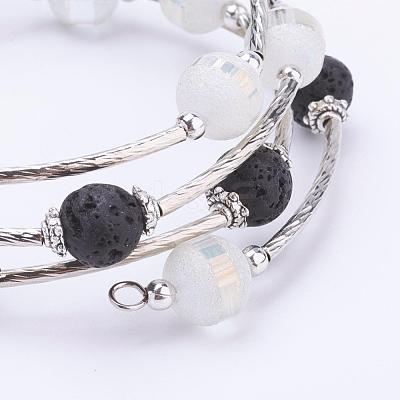 Electroplate Glass Bead Wrap Bracelets BJEW-JB03260-1