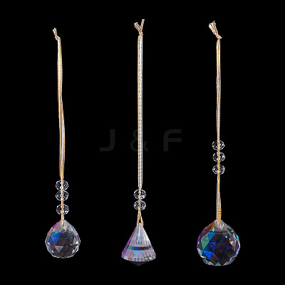 3Pcs 3 Styles Glass Suncatchers for Outdoor Garden Hanging Decoration HJEW-TADJ0001-01-1