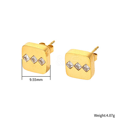 304 Stainless Steel & Clear Cubic Zirconia Stud Earrings WGB6216-01-1