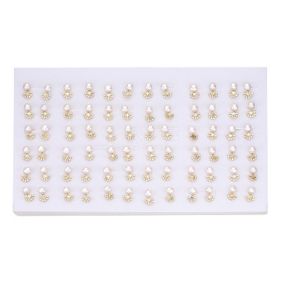 Clear Cubic Zirconia Tree of Life Stud Earrings with Natural Pearl PEAR-N020-06I-1