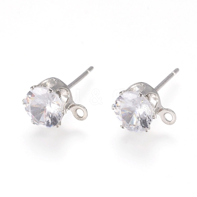Brass Stud Earring Findings KK-L199-B01-P-1