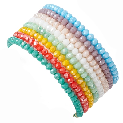 Electroplate Glass Beads Beaded Stretch Bracelets BJEW-JB10955-1