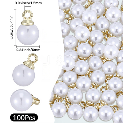 100Pcs ABS Plastic Imitation Pearl Pendants SACR-BM0001-01-1