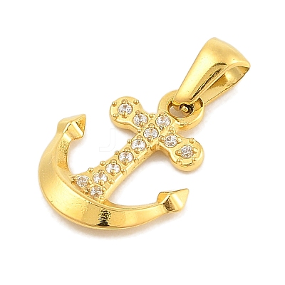 Ion Plating(IP) 304 Stainless Steel Micro Pave Cubic Zirconia Pendants STAS-D112-03G-04-1