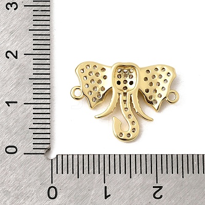 Brass Micro Pave Clear and Black Cubic Zirconia Elephant Connector Charms KK-A296-44B-G-1