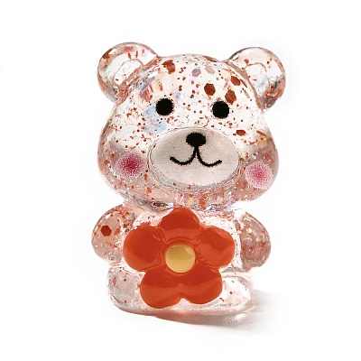 Transparent Resin Little Bear Ornament RESI-S015-01E-1