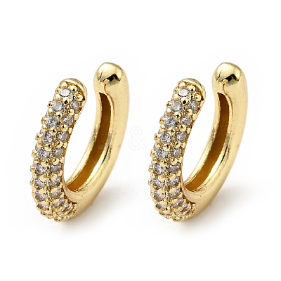 Cubic Zirconia C-Shaped Cuff Earrings EJEW-G295-19G-04-1