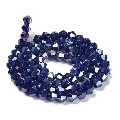 Opaque Solid Color Electroplate Glass Beads Strands EGLA-A039-P4mm-B10-1