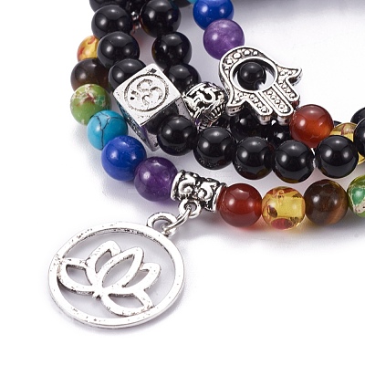 Natural Obsidian Wrap Bracelets BJEW-I273-B05-1