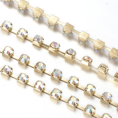 Brass Rhinestone Strass Chains CHC-T002-SS12-02C-1