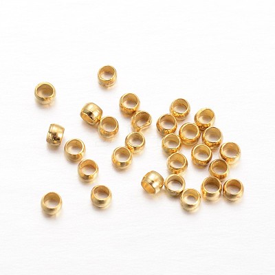 Rondelle Brass Crimp Beads X-KK-L134-27G-1