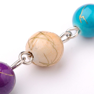 Handmade Round Drawbench Acrylic Beads Chains for Necklaces Bracelets Making AJEW-JB00050-08-1