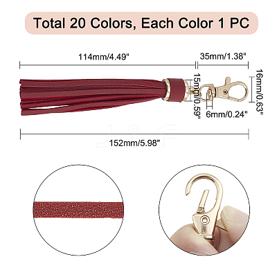 20Pcs 20 Colors PU Leather Tassel Pendants FIND-WR0003-26-1