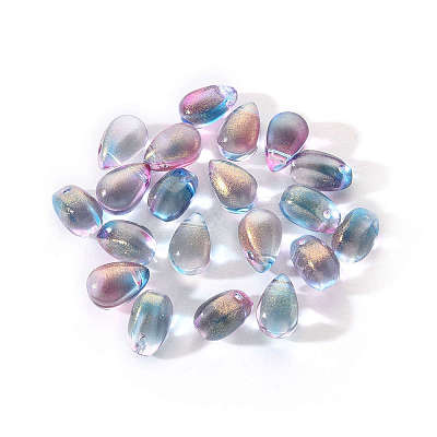 Transparent Spray Painted Glass Charms GLAA-YW0001-12-1