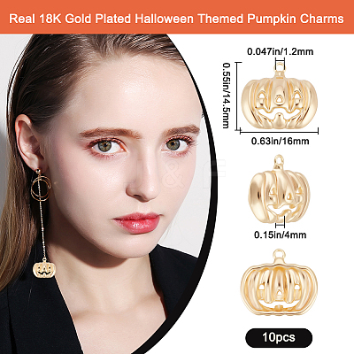 10Pcs Halloween Themed Brass Pendants KK-BBC0015-68B-1
