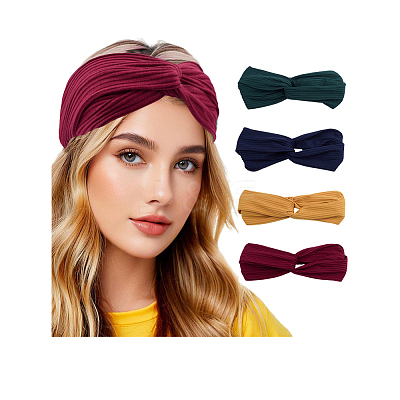 4Pcs 4 Colors Polyester Elastic Headbands OHAR-DJ0001-23A-1