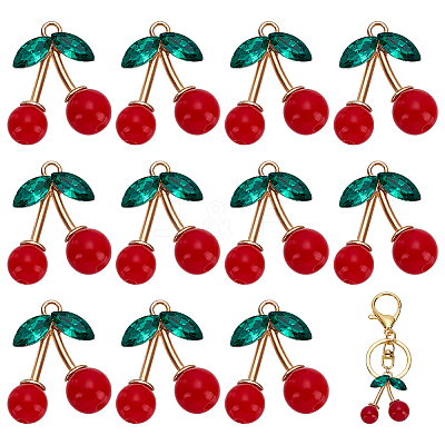 12Pcs Alloy & Rhinestone & Plastic Pendants FIND-FG0004-29-1