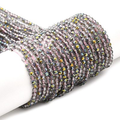 Transparent Electroplate Glass Beads Strands GLAA-H021-01B-HP02-1