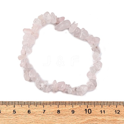 Unisex Chip Natural Rose Quartz Beaded Stretch Bracelets BJEW-S143-25-1