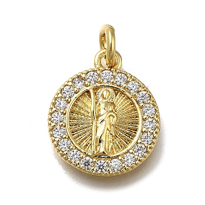 Brass Micro Pave Clear Cubic Zirconia Pendants ZIRC-I070-073G-1