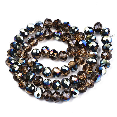 Electroplate Transparent Glass Beads Strands EGLA-A034-T8mm-Q19-1