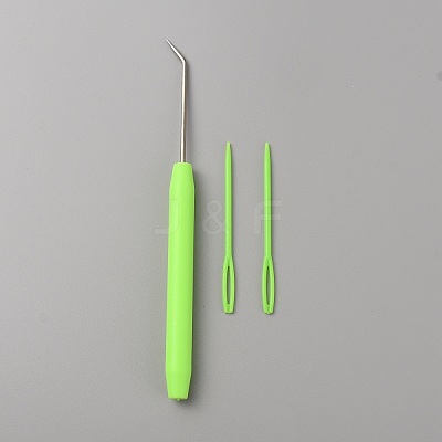 Plastic & Iron Bent Tip Crochet Needle TOOL-WH0159-06C-1