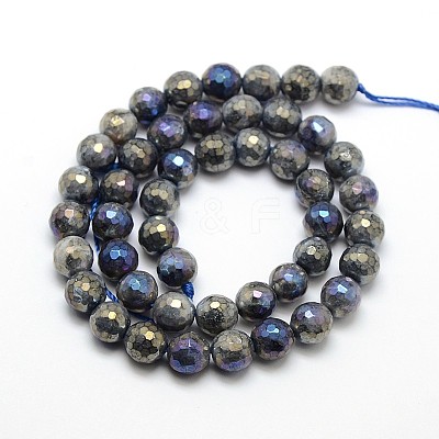 Electroplate Natural Labradorite Beads Strands G-L150-8mm-01-1