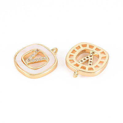 Brass Micro Pave Clear Cubic Zirconia Charms KK-T062-141G-NF-1