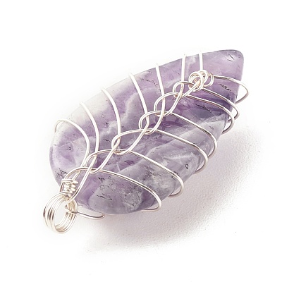 Natural Gemstone Pendants PALLOY-JF01384-1