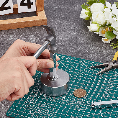 Flat Round Iron Block Jewelry Making Bench Tool Mini Forming Metalworking TOOL-WH0136-185C-1