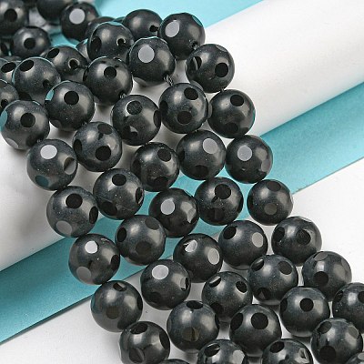 Natural Black Onyx Round Bead Strands G-L271-02-10mm-1