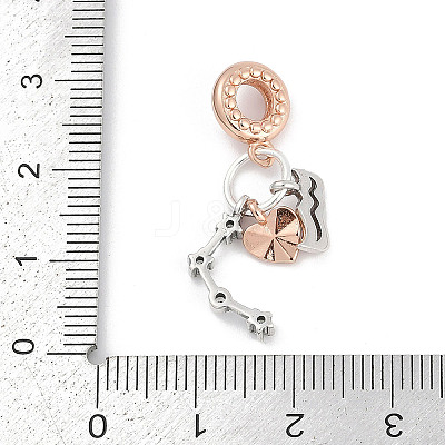 Brass Pendants with Cubic Zirconia European Beads KK-Q015-01A-1