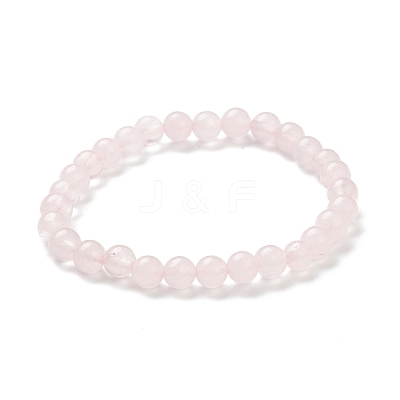 Natural Rose Quartz Beaded Stretch Bracelets BJEW-A117-B-11-1