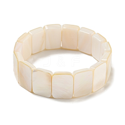 Natural White Shell Rectangle Beaded Stretch Bracelets BJEW-N030-01B-01-1